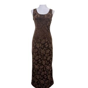 Sleeveless Brown Floral Maxi Dress - Unbranded